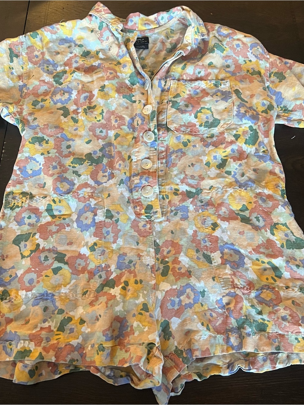 RVCA Watercolor Floral Romper — Size XS